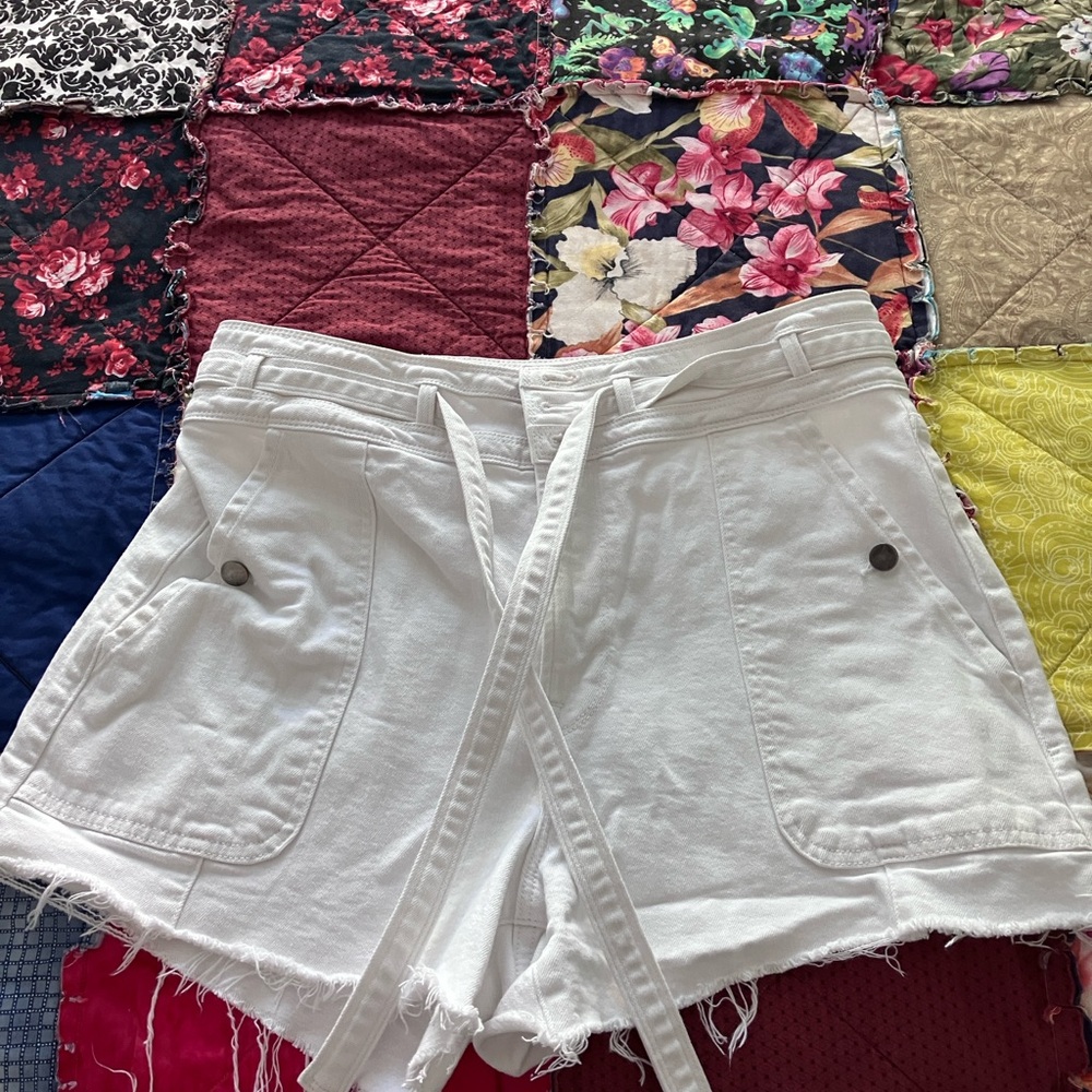 Frame Denim High Waist White Shorts